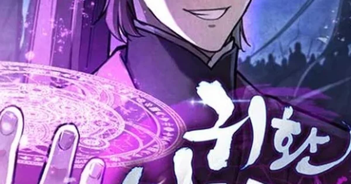 Bigang Sa smirking while channeling a glowing purple magic circle in his palm, silhouetted figures behind him