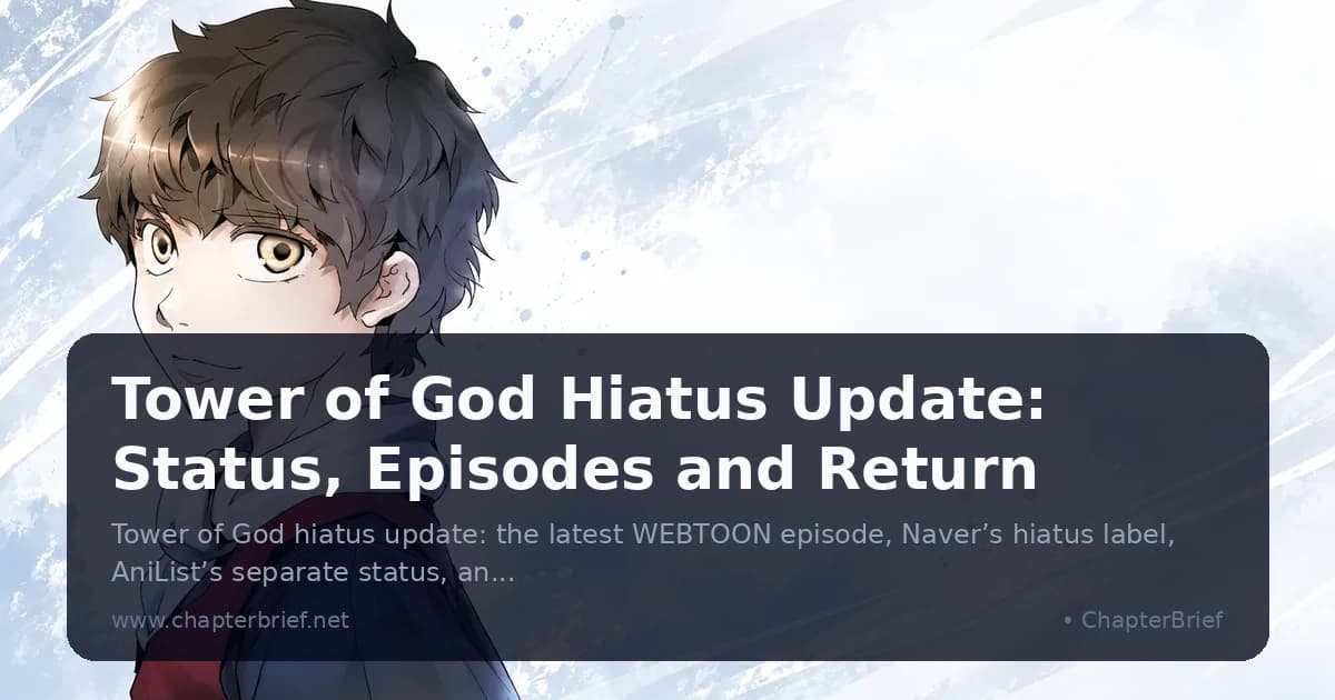 Tower of God official art: a dark-haired boy with amber eyes in a red vest and navy jacket glances back over his shoulder against a pale blue ink-splash background