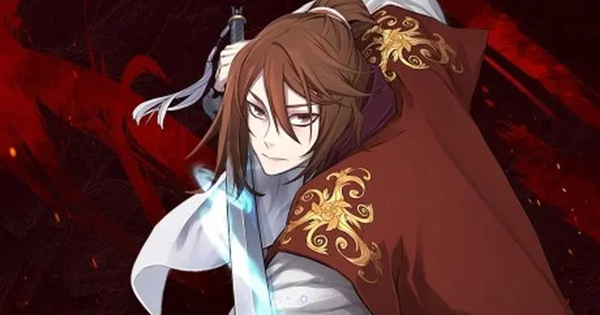 Absolute Sword Sense official cover art, Woonhwi So gripping a spirit-energy dagger mid-draw against a dark red backdrop
