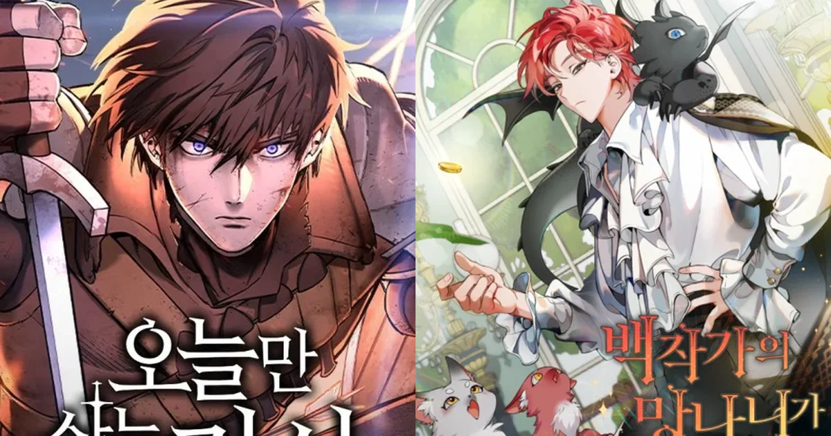 The Knight Only Lives Today and Trash of the Count's Family official manhwa covers side by side, representing the regression and possession tropes