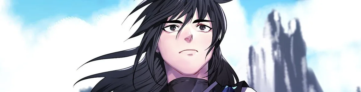 Volcanic Age banner art featuring Joo Seo-Cheon, the Mount Hua elder reborn into his younger body, against the manhwa's murim setting