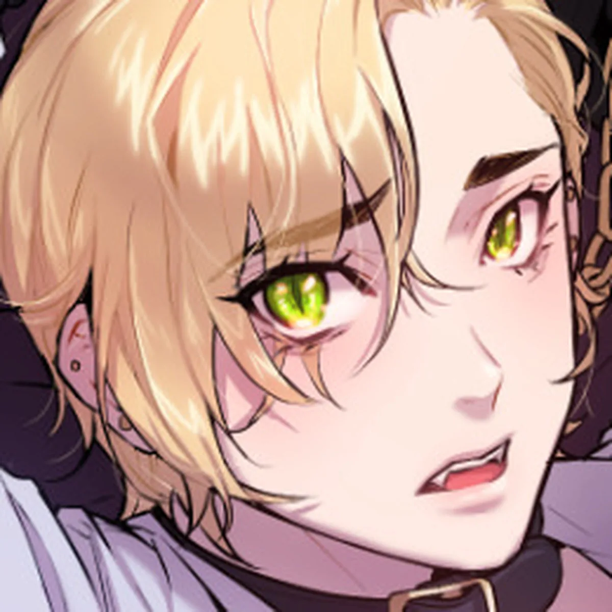 Blood Bank manhwa series cover art featuring Shell and One in a fraught power-dynamic pose, the vampire-human relationship tension visible in their contrasting expressions
