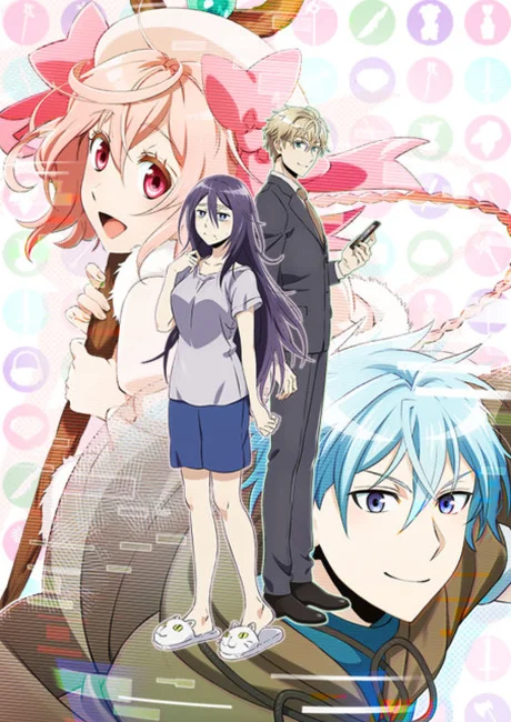 Recovery of an MMO Junkie key visual showing Moriko in a T-shirt between her game avatar and other characters against a pastel item-icon background