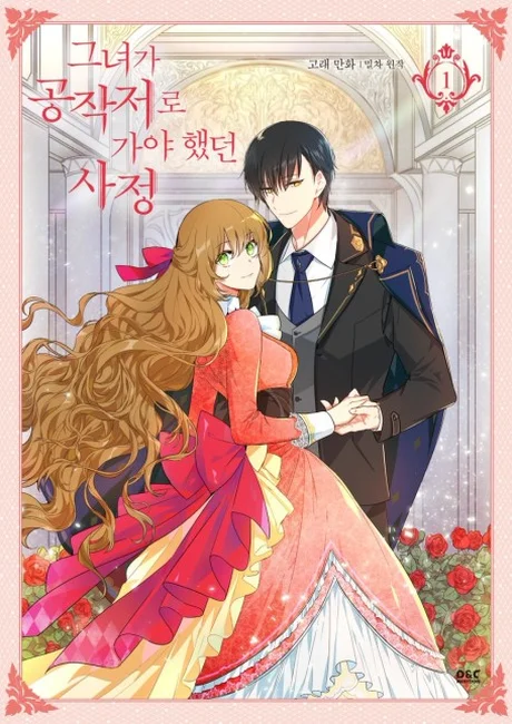 The Reason Why Raeliana Ended Up at the Duke's Mansion manhwa series cover art with Raeliana striking a survival contract with Duke Noah to escape her death flag